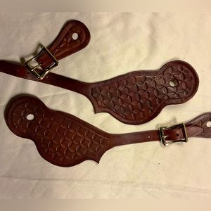 Hand tooled spur straps
